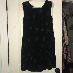 LOFT Black Dress with Green Hearts